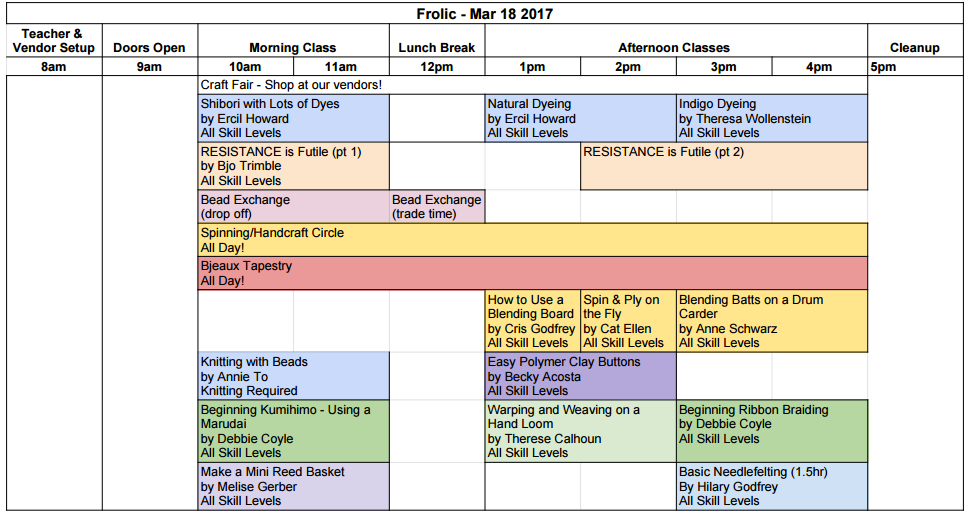 Spring Frolic Class Descriptions