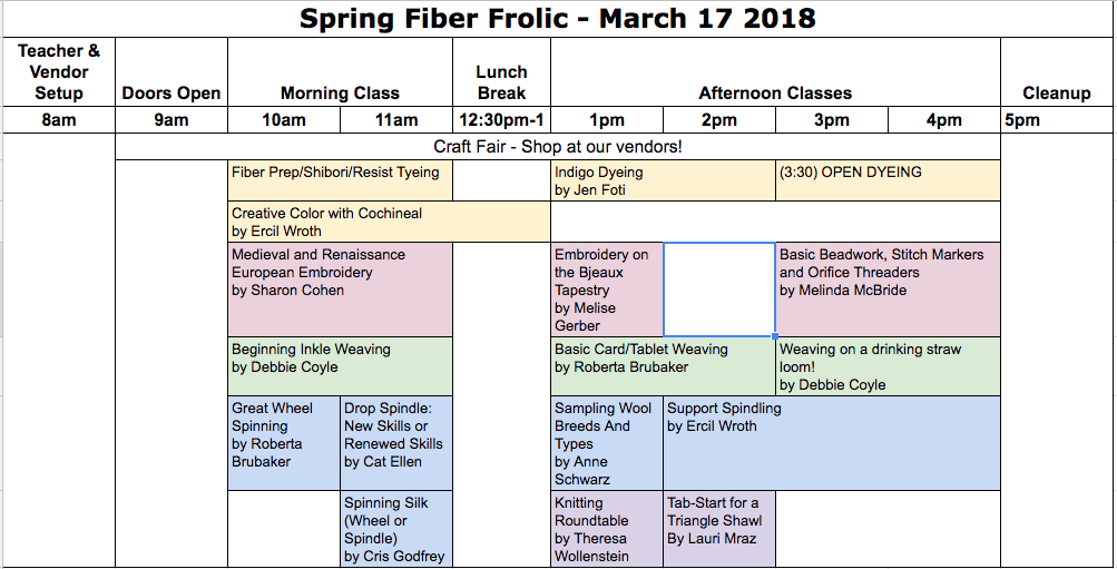 2018 Spring Frolic Classes